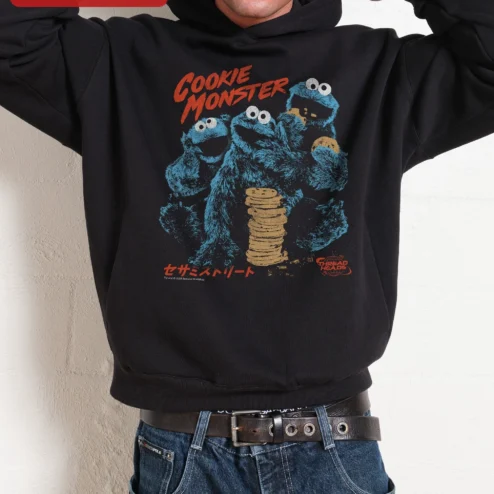Cookie Monster Sesame Street Hoodie Vintage Distressed Graphic Pullover for Men Women Gift