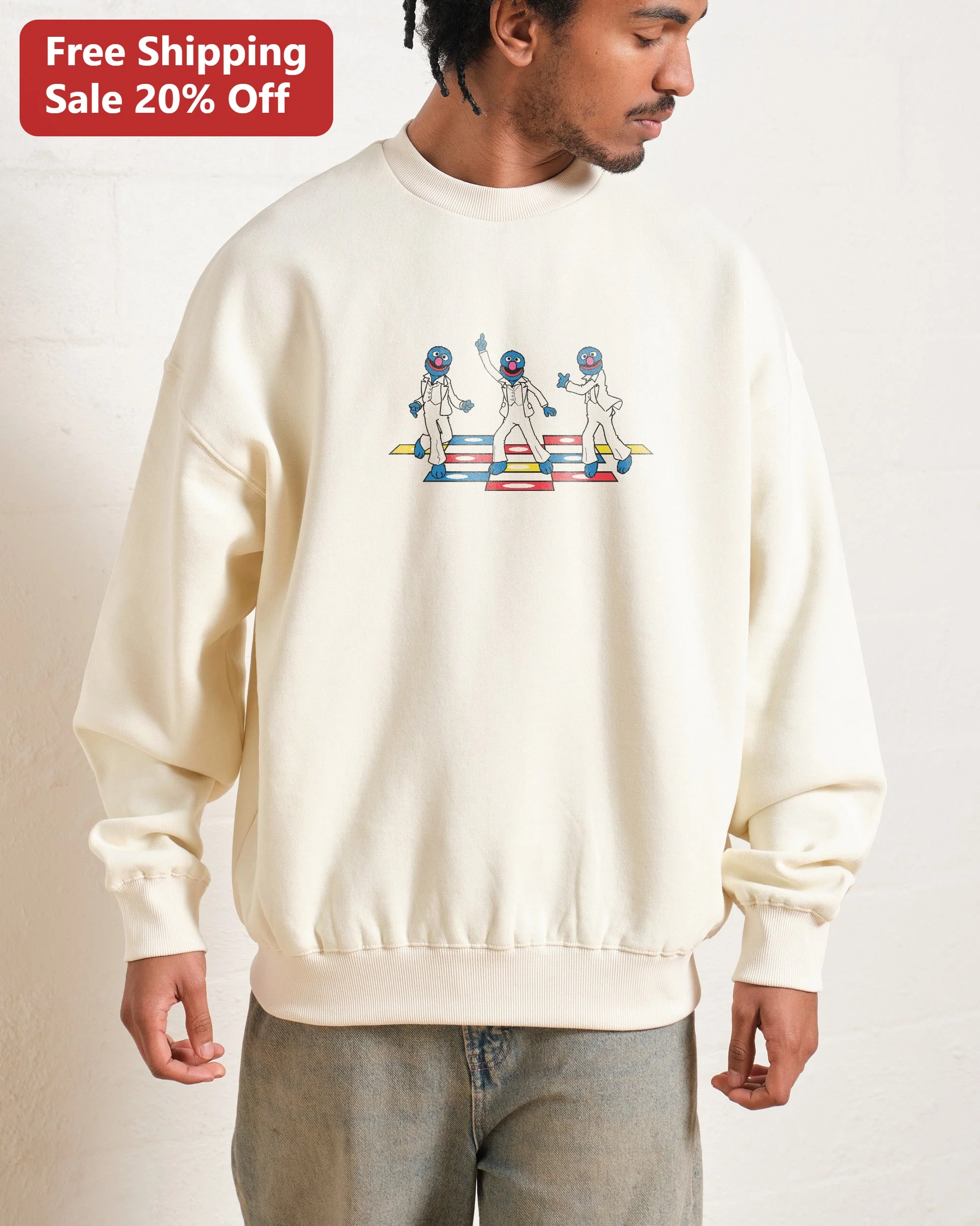 Cookie Monster Sweatshirt Sesame Street Abbey Road Parody Crewneck Unisex