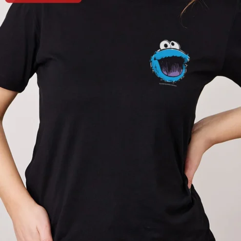 Cookie Monster Tee Sesame Street Character Graphic Shirt for Women Adults