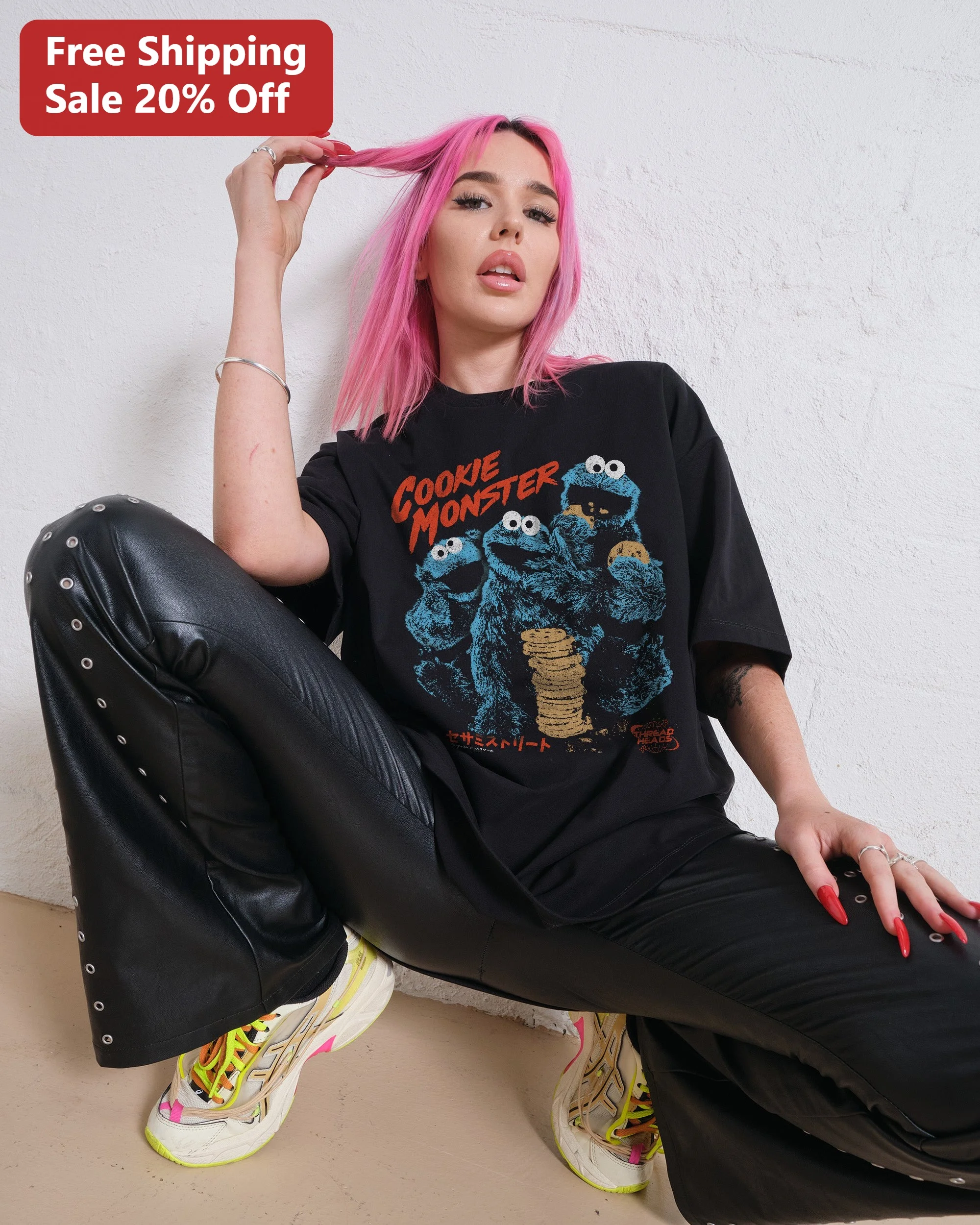Cookie Monster Vintage Distressed Graphic Tee for Women Sesame Street Fan Apparel