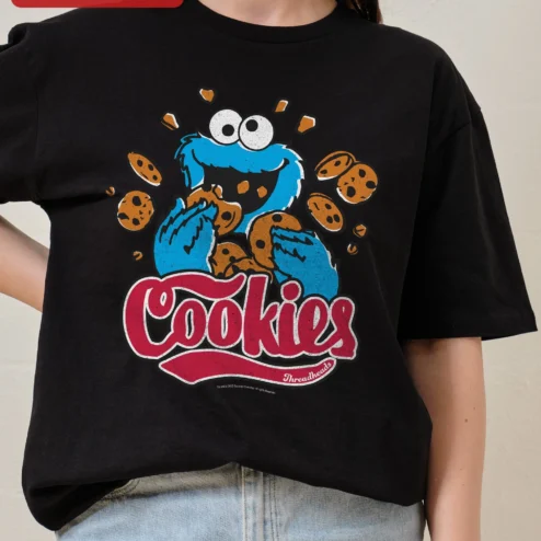 Cookies Tee Cookie Monster Vintage Distressed Graphic T-Shirt for Sesame Street Fans