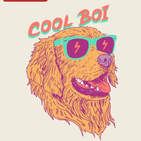 Cool Boi Golden Retriever Sunglasses Tee Funny Dog Lover Graphic T-Shirt Gift