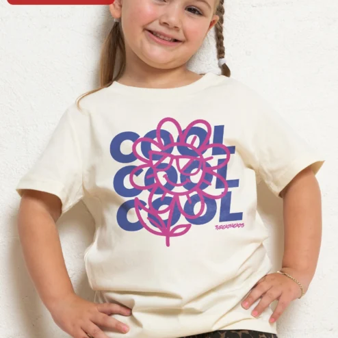 COOL Tee Kids Retro Flower Sunglasses Graphic Shirt Boys Cool Flower T-Shirt on a hanger, ready to ship from Chicago, Illinois