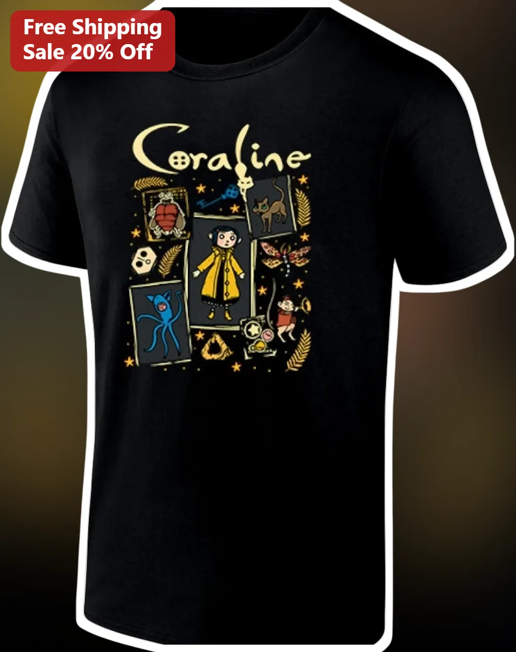 Coraline Jones Vintage Graphic Tee Stop Motion Horror Movie Fan Gift