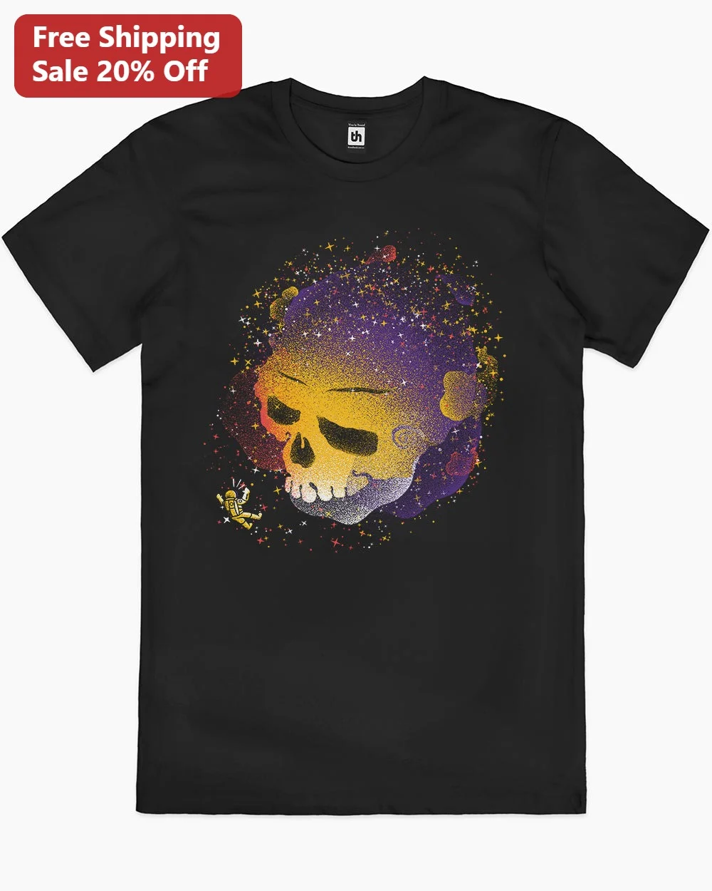 Cosmic Skull Astronaut Graphic Tee Psychedelic Space Skeleton Shirt Halloween Gift
