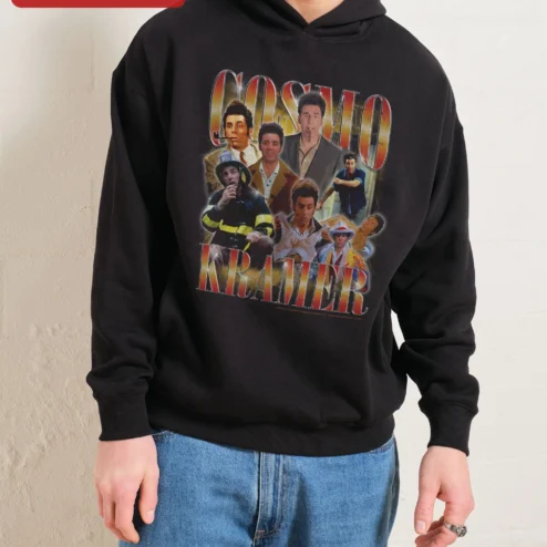 Cosmo Kramer Seinfeld Hoodie Vintage Collage Graphic Pullover for Fans