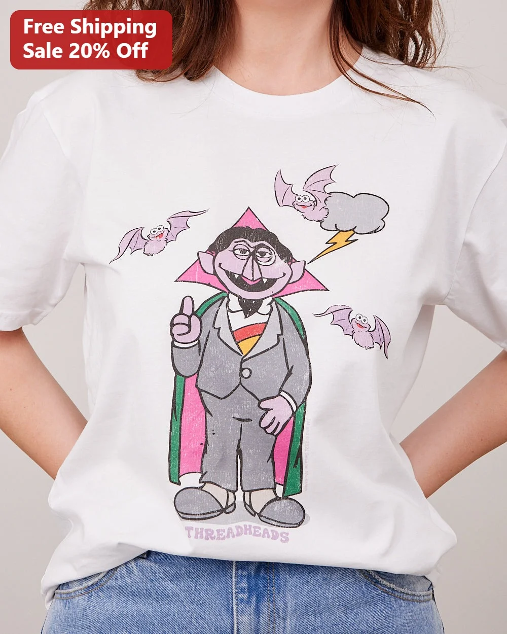 Count Von Count Sesame Street Vintage Cartoon Graphic Tee Halloween Gift