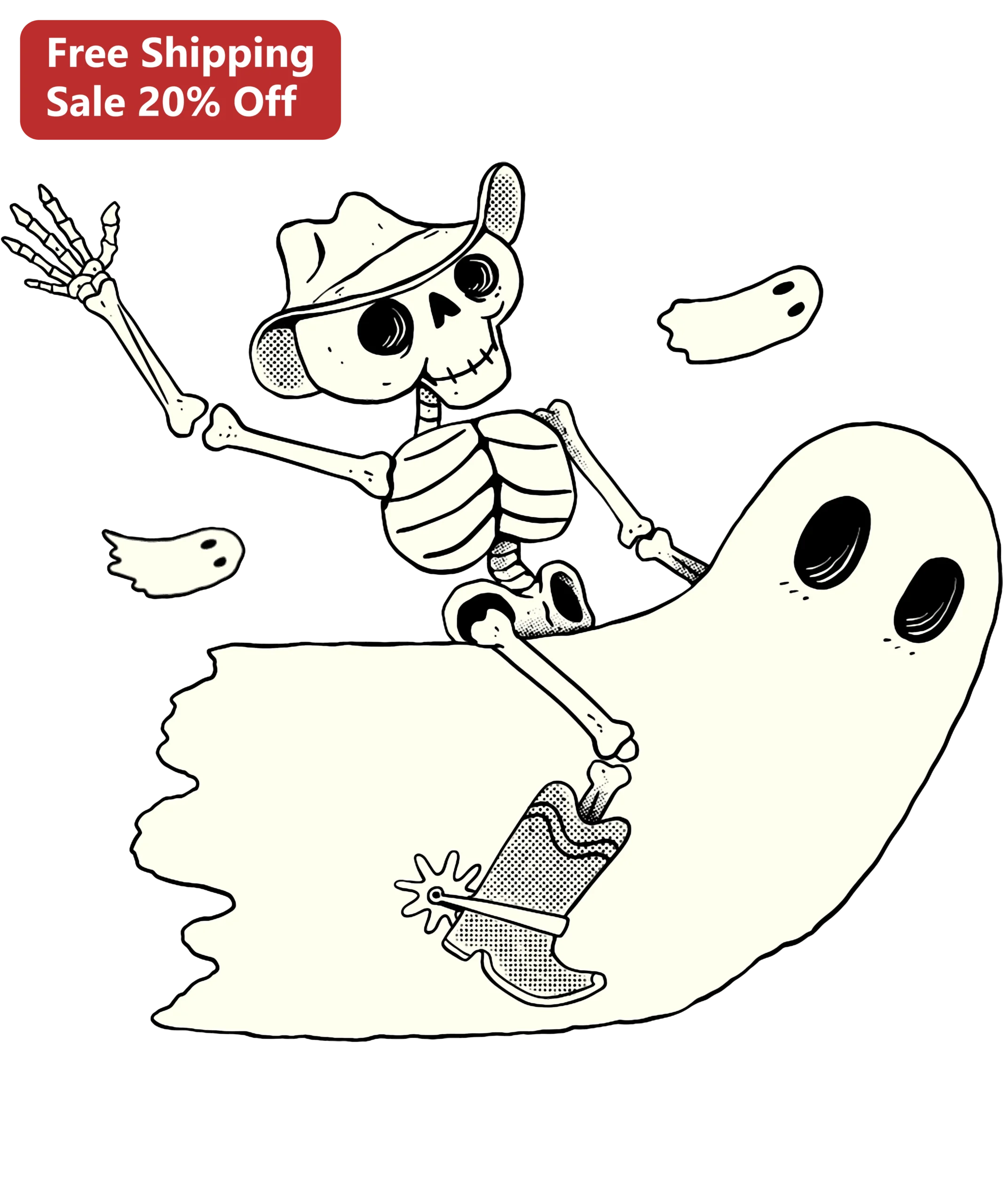 Cowboy Skeleton Riding Ghost Tee Halloween Western Gothic Spooky Cute Graphic Shirt