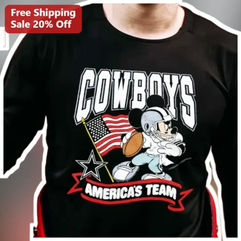 Cowboys America's Team Mickey Mouse Long Sleeve Tee NFL Dallas Football Fan Gift