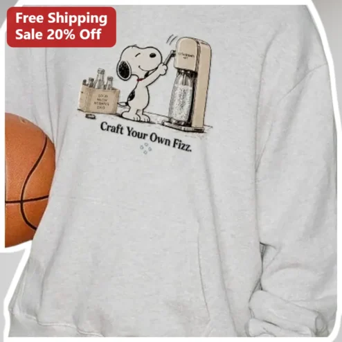 Craft Your Own Fizz Snoopy Sweatshirt Vintage Soda Fountain Peanuts Gift available at our Chicago, Illinois warehouse