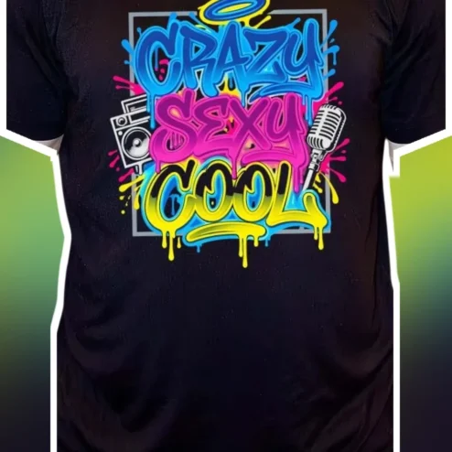 Crazy Sexy Cool Graffiti Bubble Letter Tee Retro Hip Hop Streetwear Graphic T-Shirt