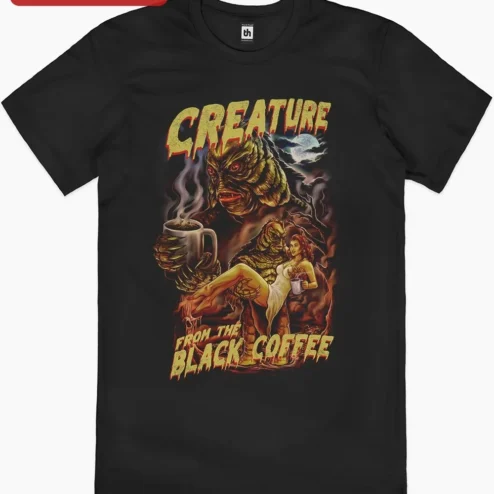 Close-up of Creature from the Black Lagoon Tee Vintage Horror Movie Poster Graphic Shirt for Men and Women for streetwear fans in Chicago, Illinois