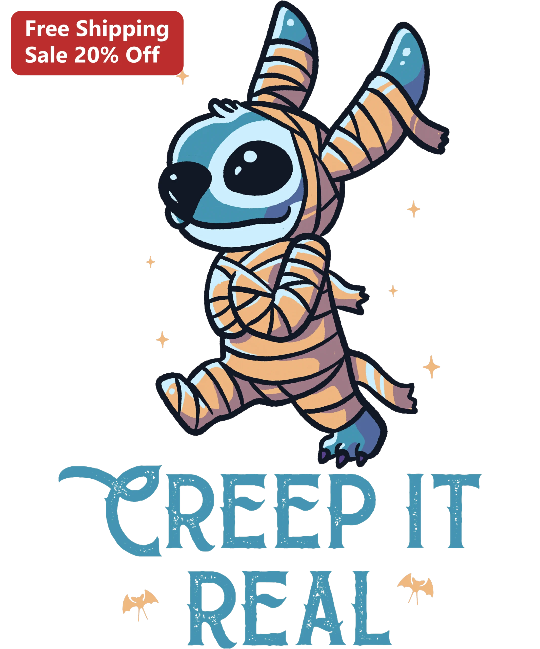 Creep It Real Stitch Halloween Graphic Tee Cute Spooky Disney Gift Shirt