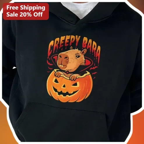 Creepy Bara Hoodie Vampire Capybara Halloween Spooky Cute Sweatshirt Gift