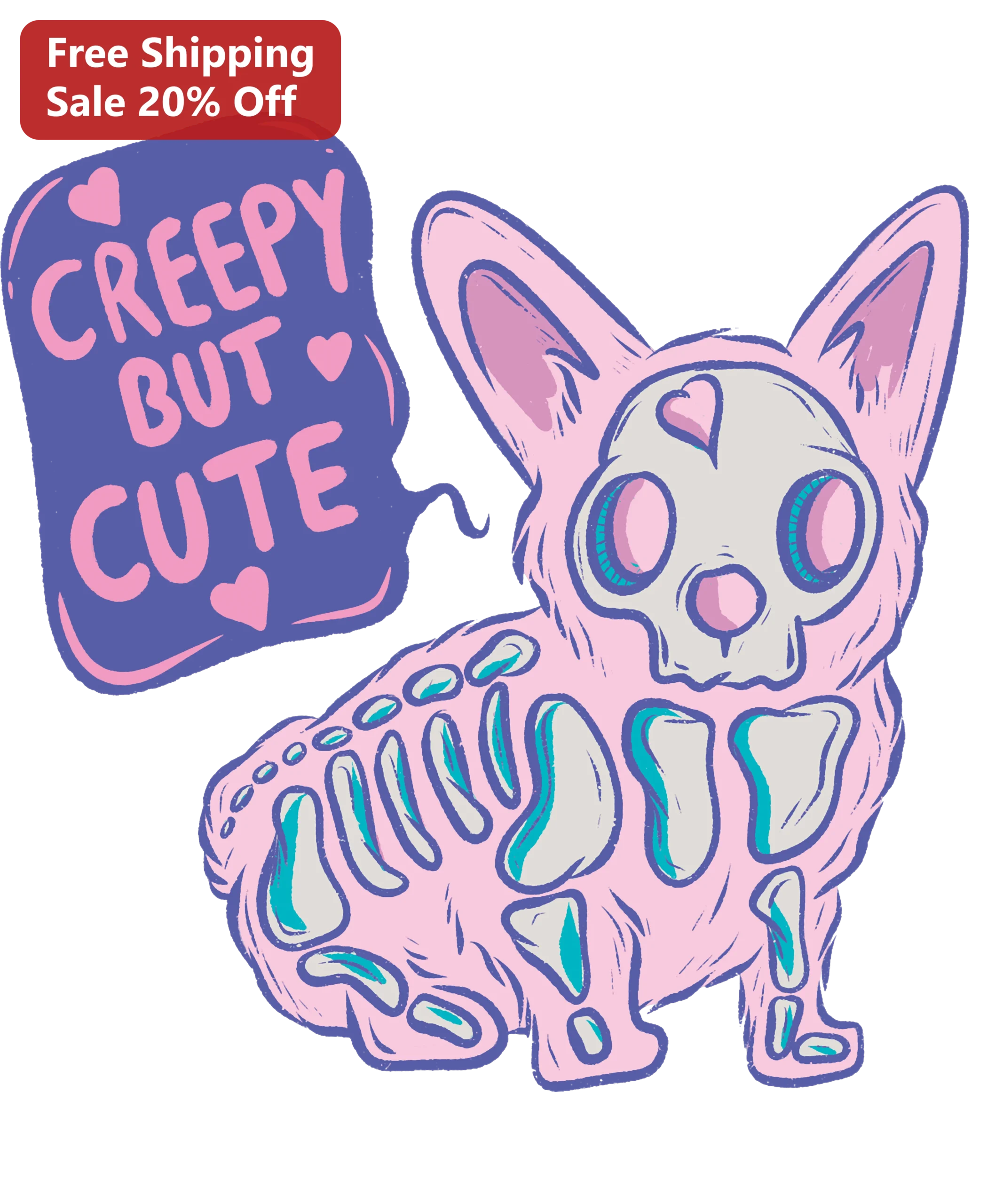 Creepy But Cute Skeleton Chihuahua Tee Pastel Goth Halloween Gift