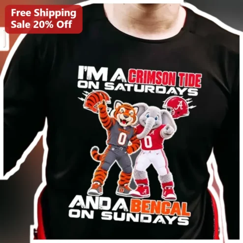 Crimson Tide Bengal Long Sleeve Shirt Saturday Sunday Game Day Fan Apparel