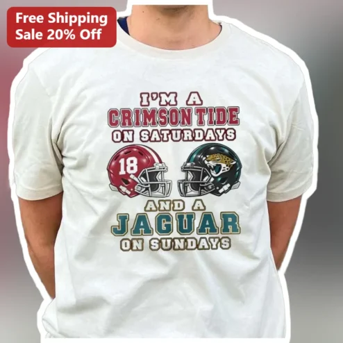 Crimson Tide Jaguar Saturday Sunday Fan Tee Alabama Jacksonville Football Gift available at our Chicago, Illinois warehouse
