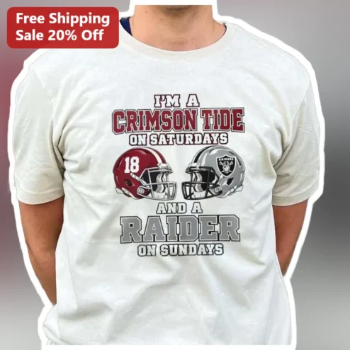 Crimson Tide Saturday Raider Sunday Tee Alabama Football Las Vegas NFL Fan Gift