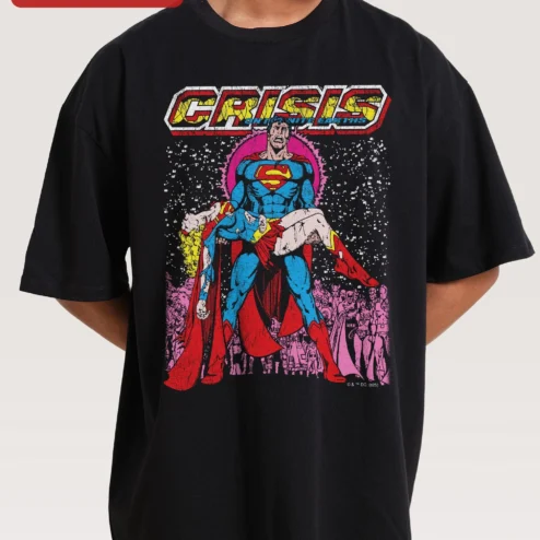 Crisis on Infinite Earths Superman Vintage Comic Graphic Tee
