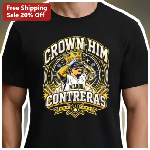 Crown Him Tee William Contreras Milwaukee Brewers Baseball Fan Gift Black Graphic Shirt