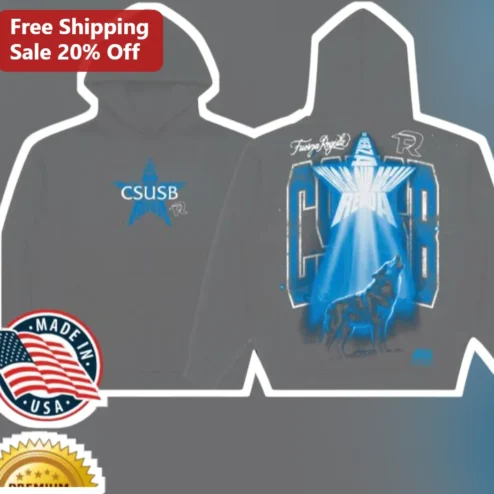 CSUSB Fuerza Regida Hoodie Wolf Graphic Regional Mexican Band Merch Campus Fan Apparel