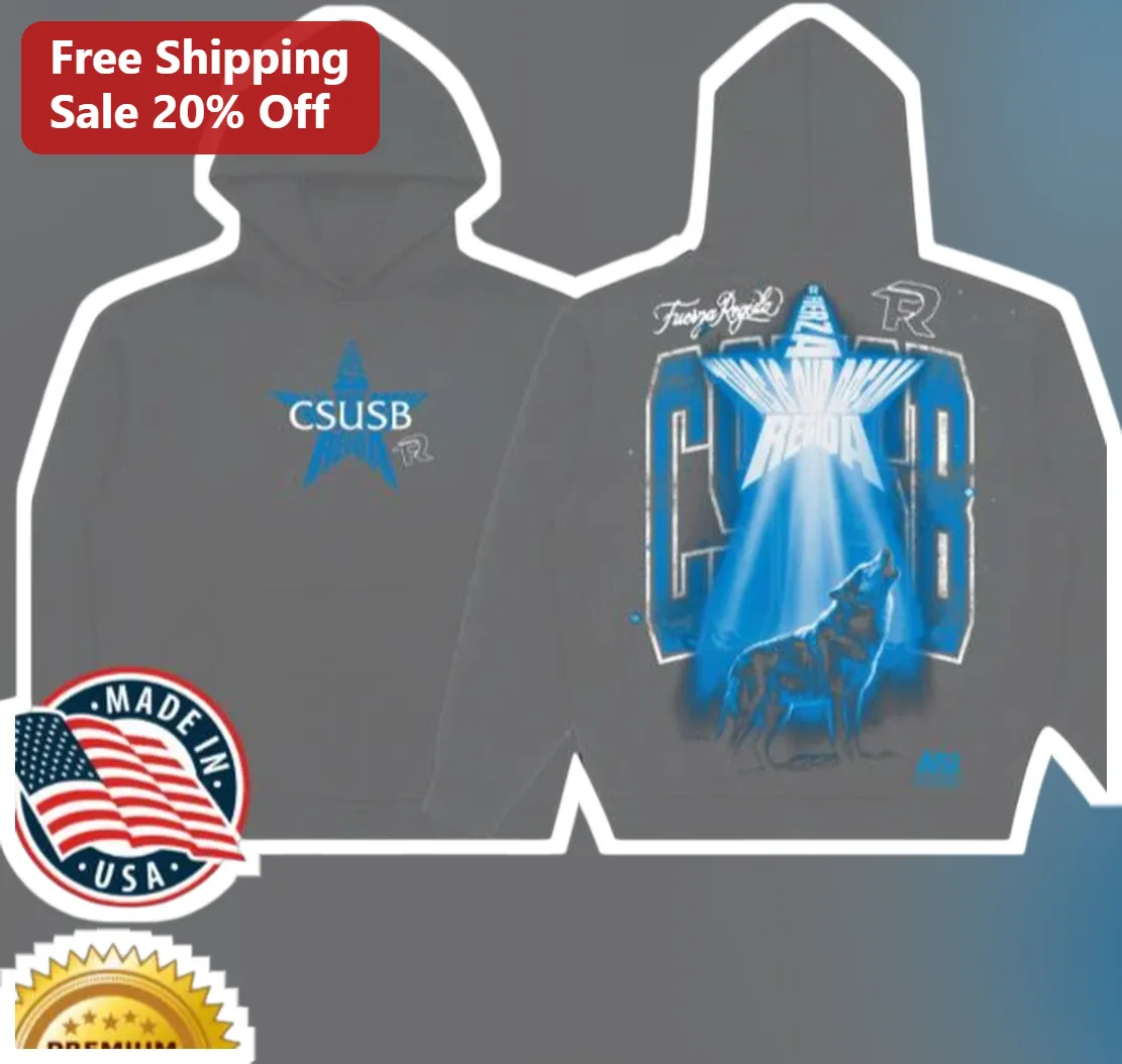CSUSB Fuerza Regida Hoodie Wolf Graphic Regional Mexican Band Merch Campus Fan Apparel