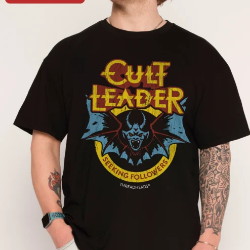 Cult Leader Seeking Followers Graphic Tee Dark Humor Satirical Shirt for Men Women Halloween Gift