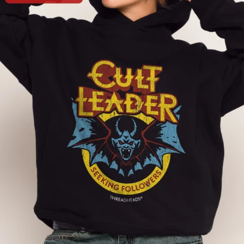 Cult Leader Seeking Followers Hoodie Dark Humor Vintage Band Style Distressed Demon Graphic Pullover