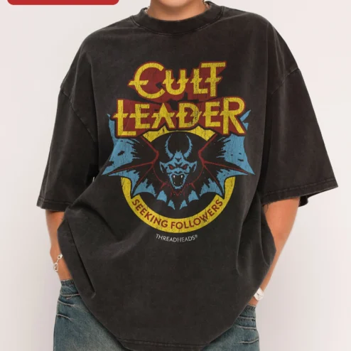 Cult Leader Seeking Followers Tee Dark Humor Grunge Acid Wash Graphic Shirt