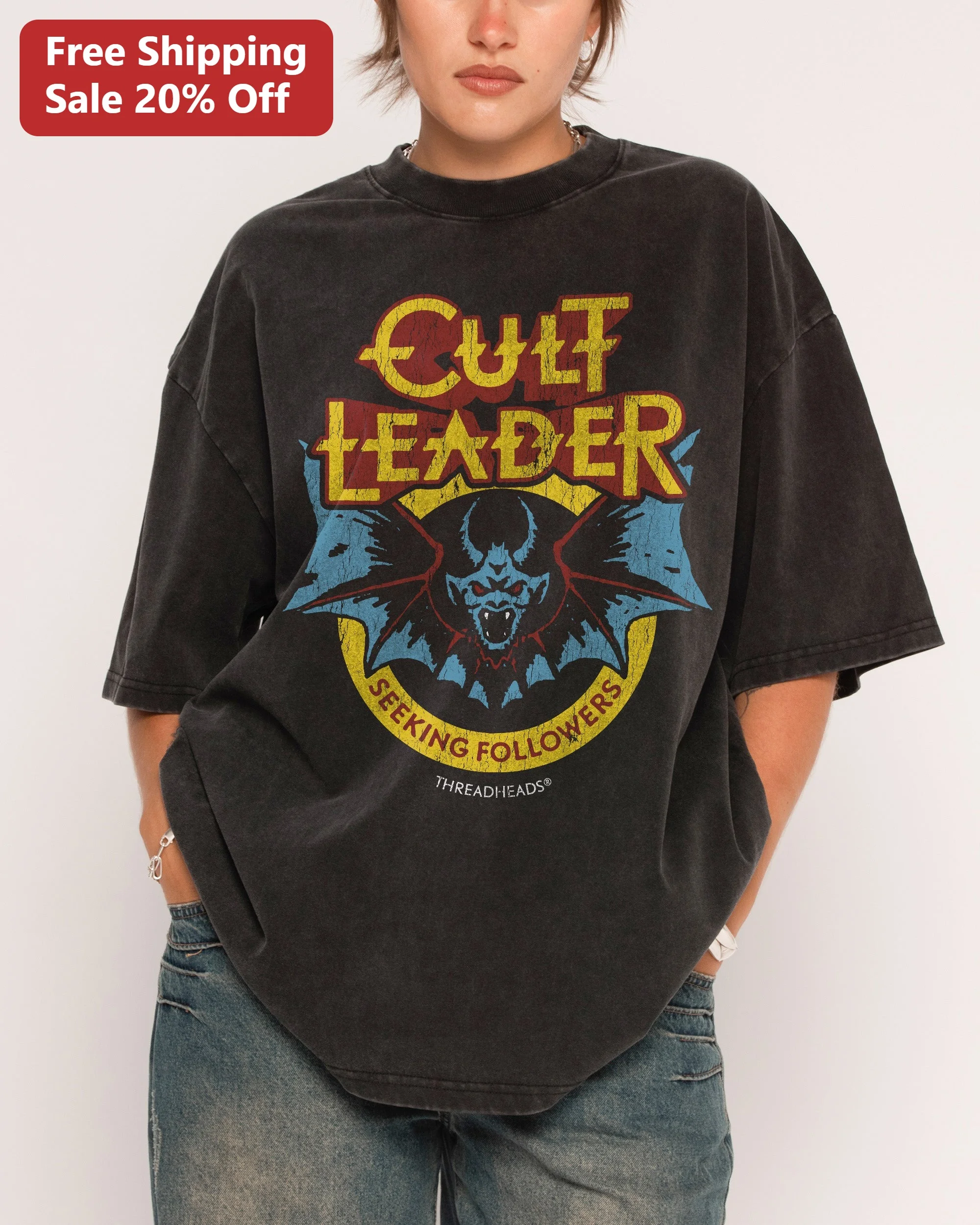 Cult Leader Seeking Followers Tee Dark Humor Grunge Acid Wash Graphic Shirt