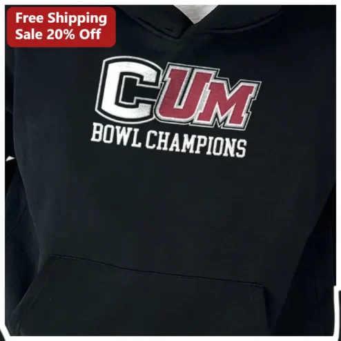 CUM BOWL CHAMPIONS Funny Parody Hoodie Varsity Style College Football Gift available at our Chicago, Illinois warehouse