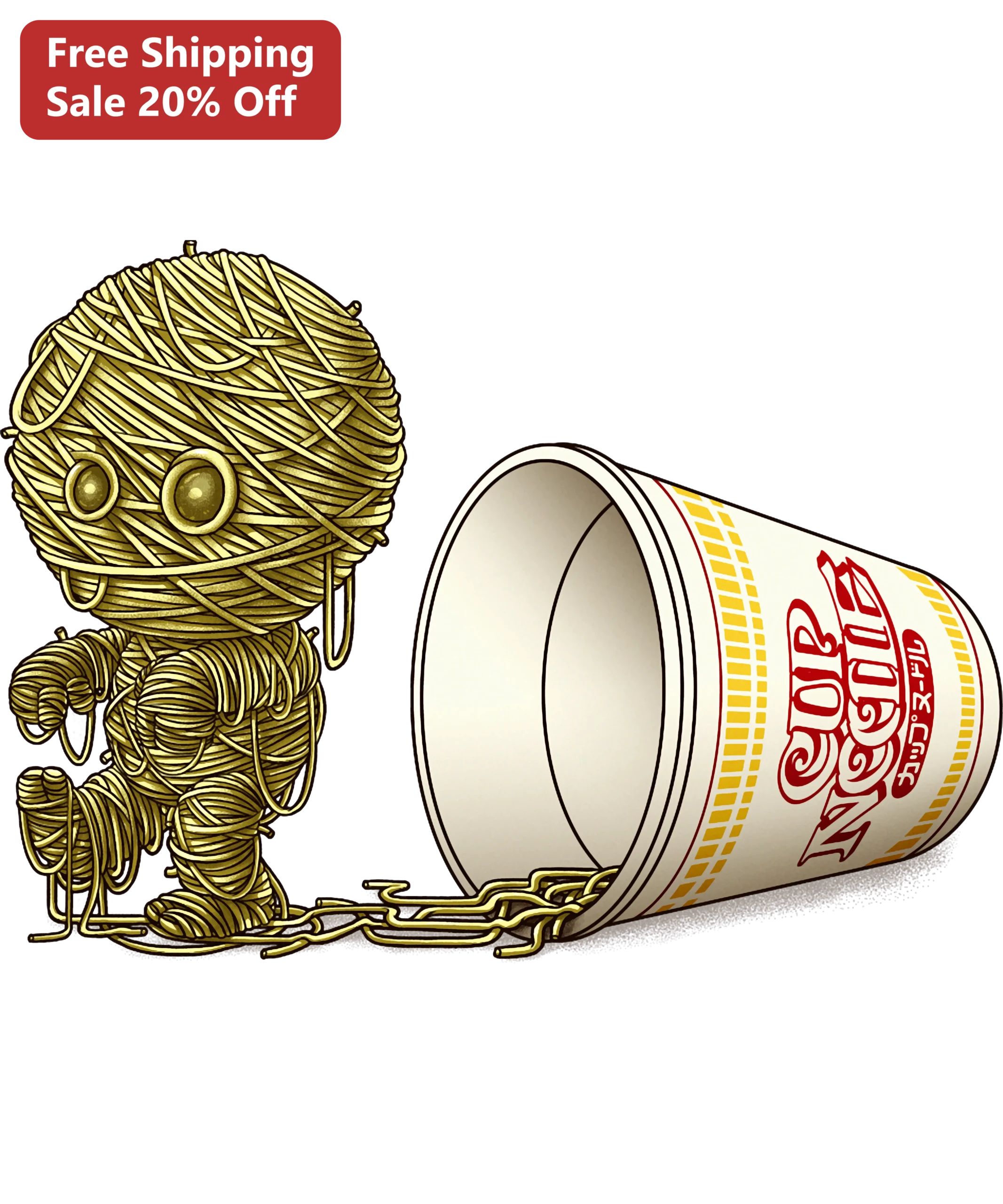 Cup Noodle Monster Kawaii Chibi Graphic Tee for Anime Fans and Ramen Lovers