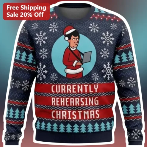 Currently Rehearsing Christmas Spock Star Trek Ugly Sweatshirt Funny Holiday Gift