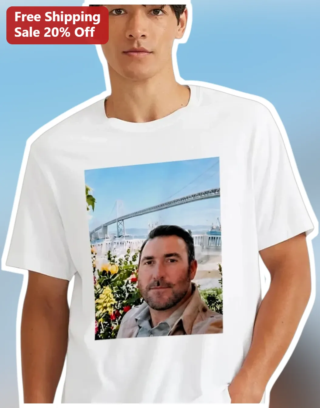 Custom Photo Portrait Tee Personalized Picture Gift for Men Women