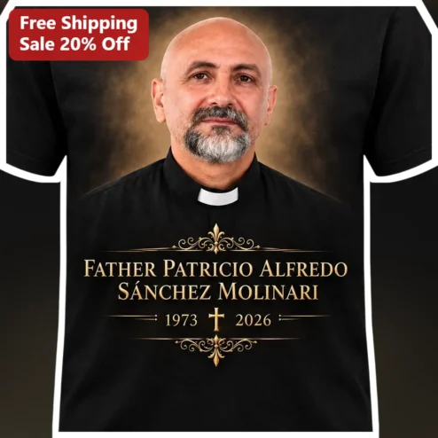 Custom Priest Memorial Portrait T-Shirt Personalized Catholic Tribute Tee for Funeral Remembrance