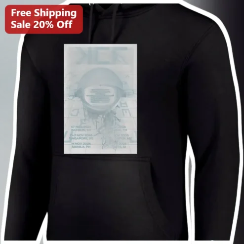 Custom Tour Dates Hoodie Personalized Concert Merch Black Pullover for Music Fans available at our Chicago, Illinois warehouse