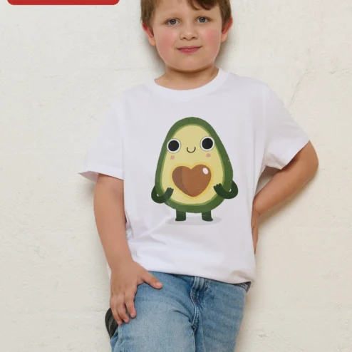 Cute Avocado Character Kids Cartoon Graphic Tee Toddler Fruit Shirt