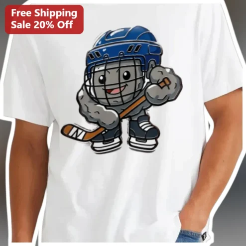 Cute Cartoon Hockey Puck Tee Funny Ice Hockey Fan Gift for Youth Players