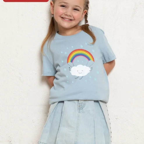 Cute Cloud and Rainbow Kids Tee Toddler Girl Boy Shirt Whimsical Weather Graphic Apparel
