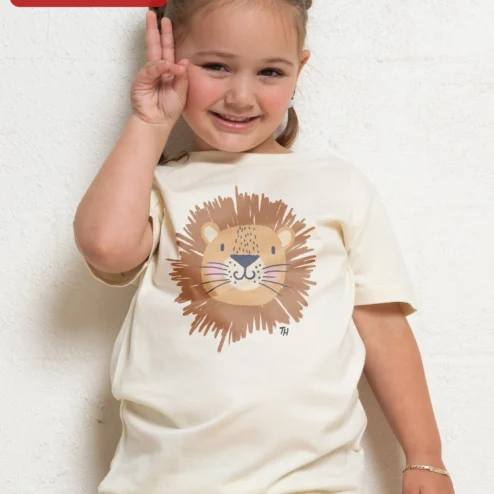 Cute Lion Kids Tee Toddler Animal Graphic Shirt for Boys Girls Jungle Safari Gift on a hanger, ready to ship from Chicago, Illinois