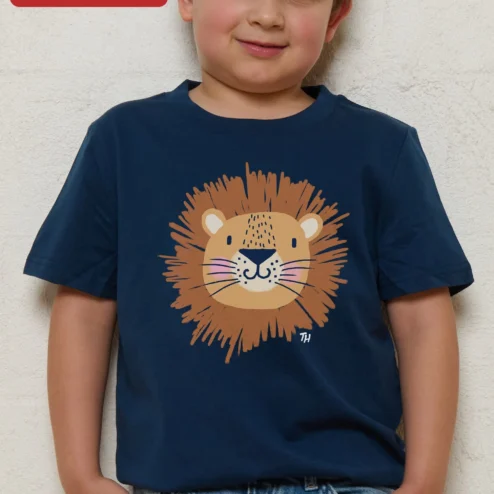 Customer in Chicago, Illinois wearing Cute Lion Kids Tee Toddler Animal Graphic Shirt for Boys Girls Jungle Safari Gift