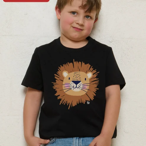Cute Lion Kids Tee Toddler Animal Graphic Shirt for Boys Girls Jungle Safari Gift