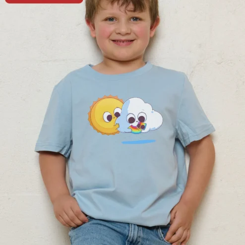 Cute Sun and Cloud Rainbow Cake Cartoon Kids Tee