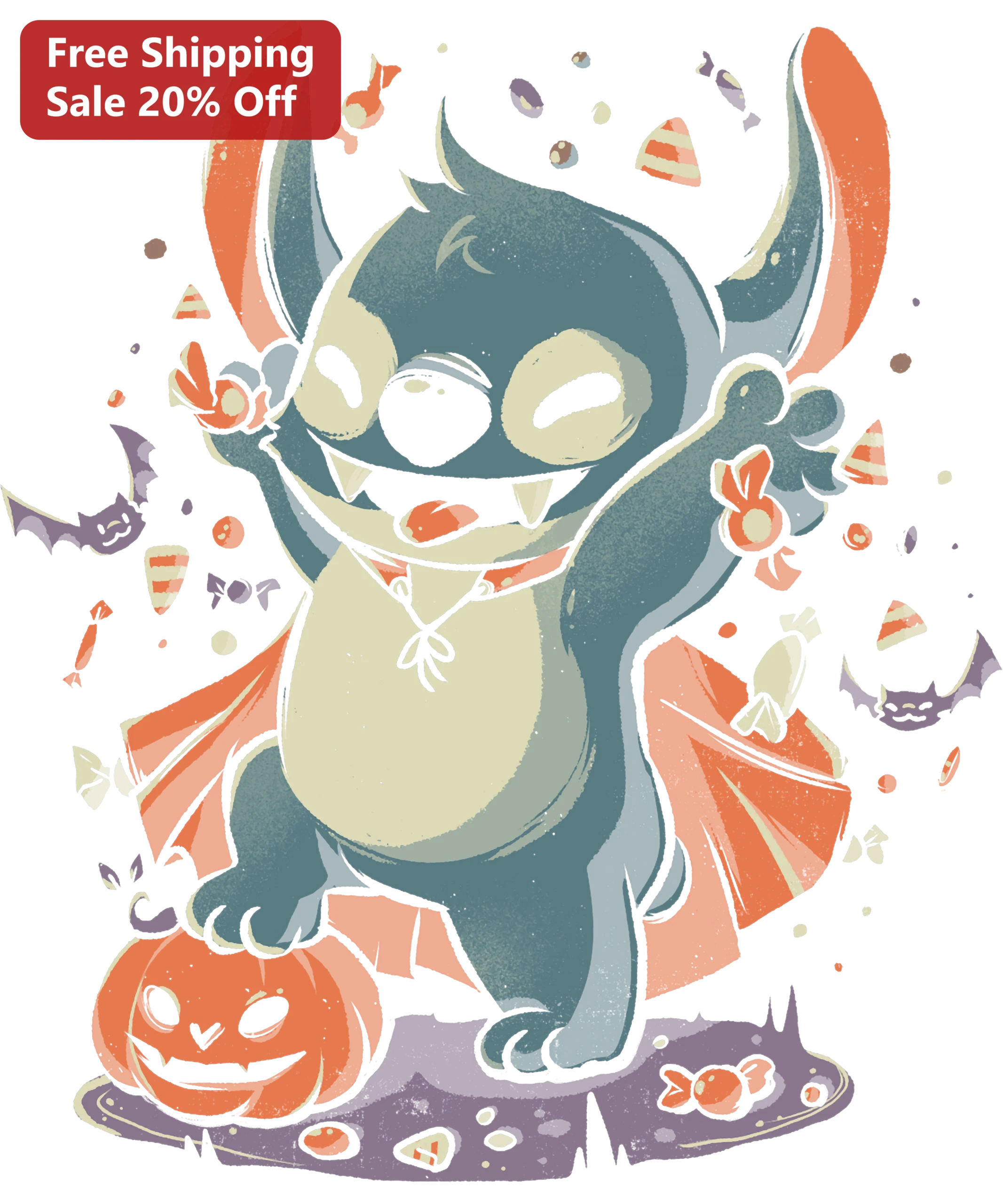 Cute Vampire Cat Halloween Illustration Tee Spooky Kawaii Black Kitty Graphic Shirt Gift for Cat Lovers