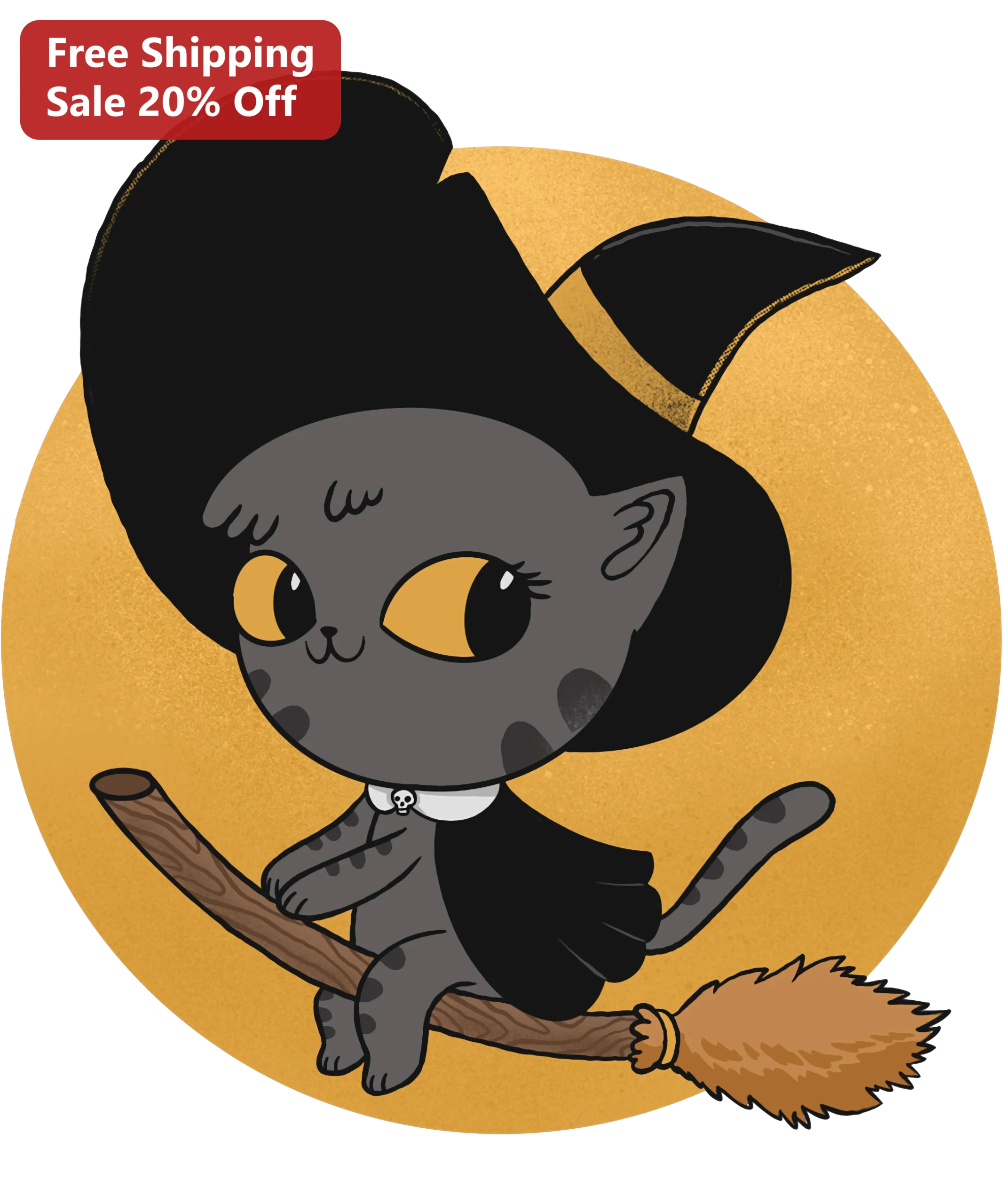 Cute Witch Cat Halloween Tee Kawaii Spooky Black Cat Costume Graphic Shirt for Women Men