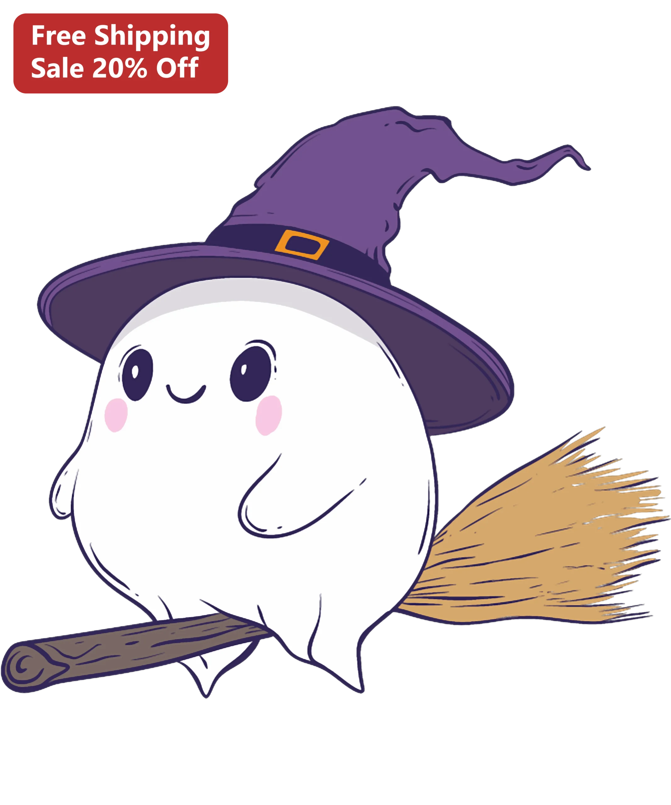 Cute Witch Ghost Halloween Decal Kawaii Spooky Vinyl Sticker for Laptop Car Window Water Bottle
