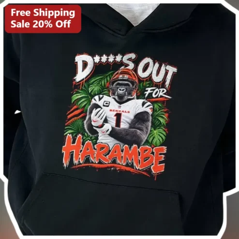 D***S OUT FOR HARAMBE Hoodie Cincinnati Bengals Gorilla Graphic Streetwear Pullover for Men