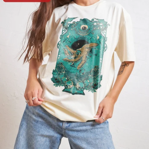 D20 Fantasy Tabletop RPG Art Tee Beholder Dice Vintage Geek Gift on a hanger, ready to ship from Chicago, Illinois