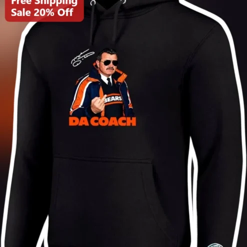 DA COACH Hoodie Ben Stiller Tropic Thunder Parody Chicago Bears Fan Pullover