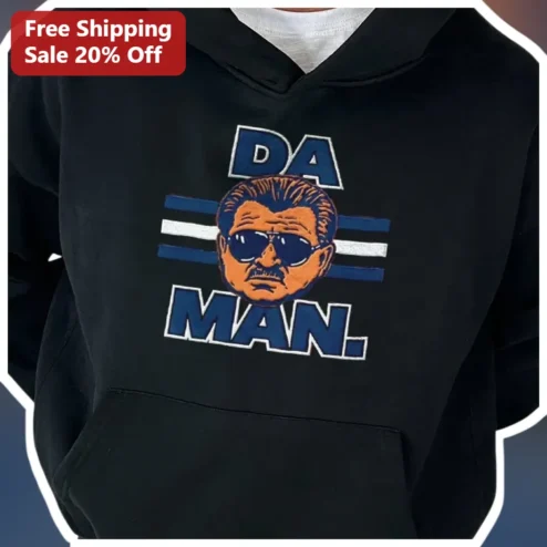 DA MAN. Hoodie Retro Vintage Dad Joke Gift for Men Black Pullover Sweatshirt